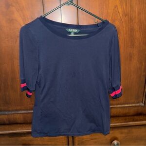 Ralph Lauren Navy Top with Red Accents